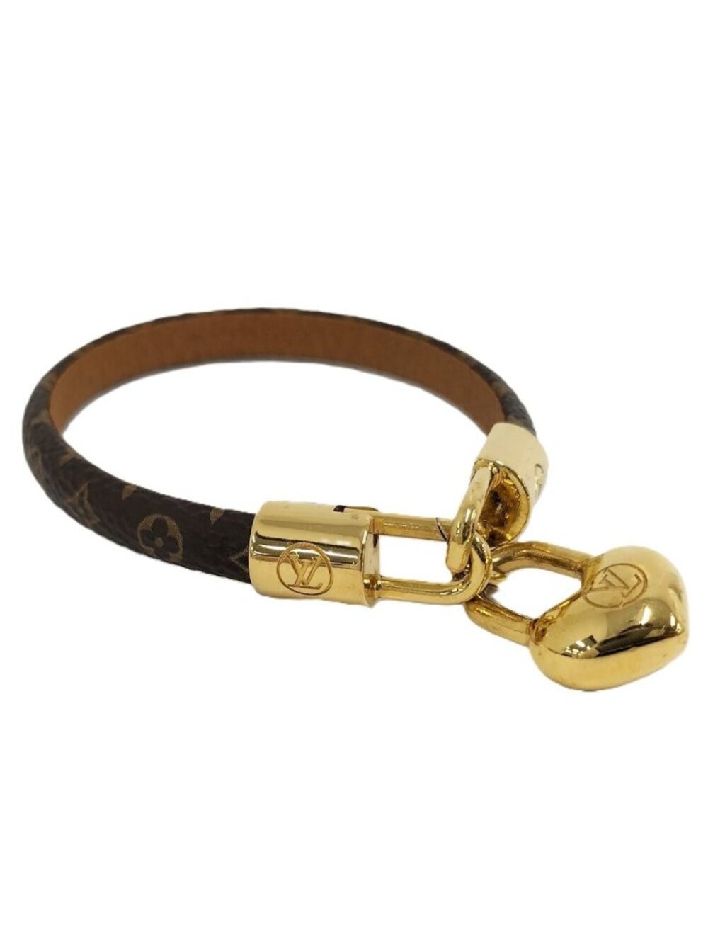 Louis Vuitton Crazy in Lock Bracelet Plated Leather Gold Brown 17